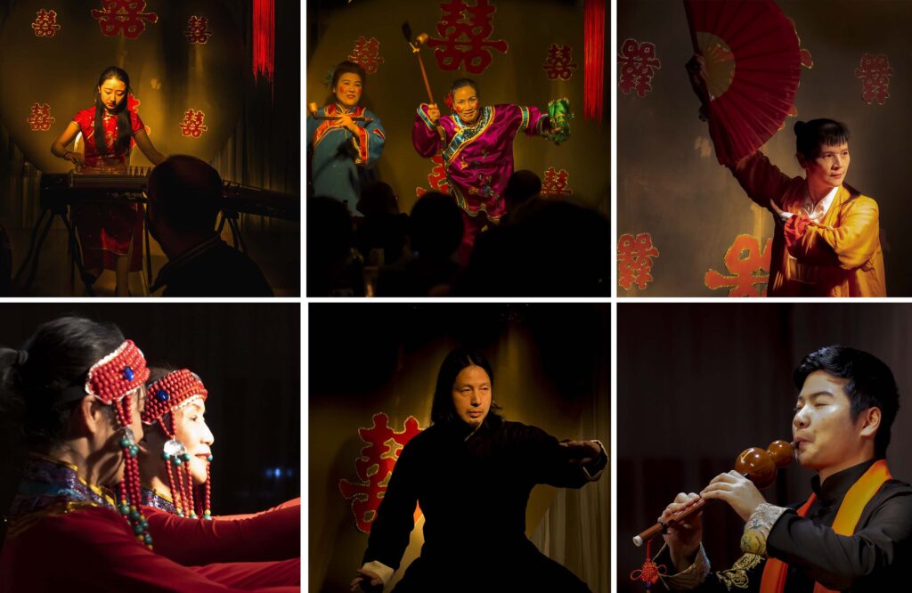 Collage de fotografies donde se resumen diversos espectáculos con motivo de la celebración del año nuevo chino en el Inout Hostel