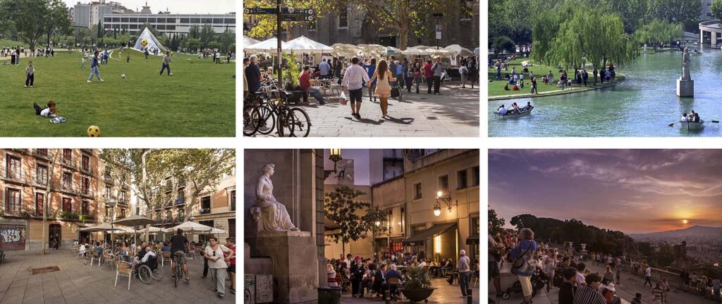 Diveresas imágenes de barceloneses disfrutando de los parques y calles de  la ciudad de Barcelona
