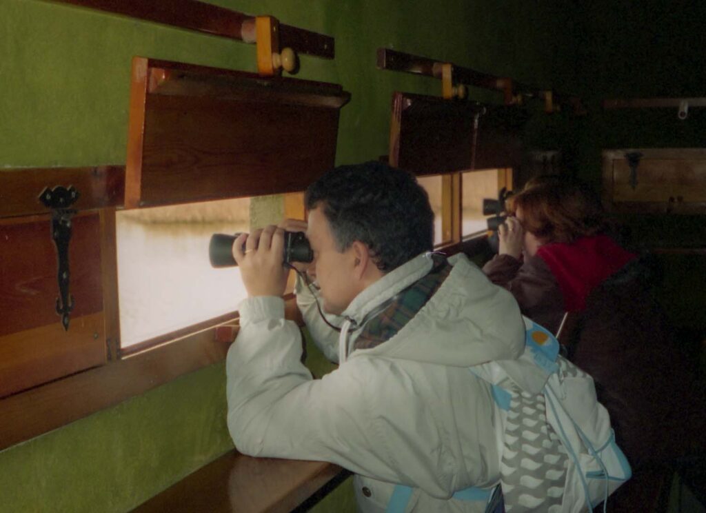 Interior de una caseta para observar las aves en els Aiguamolls de l'Empordà